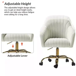 Kirklands Home Velvet Swivel Jacyln Office Chair Ivory