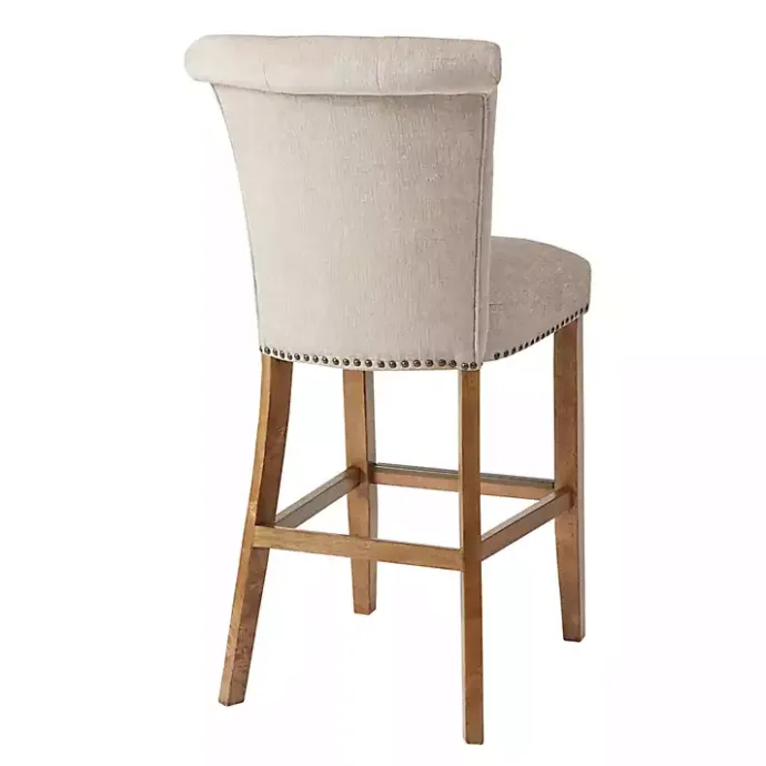 Outlet Kirklands Home Ivory Wesley Tufted Bar Stool with Nailhead Trim White