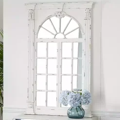 Hot Kirklands Home Ivory Window Frame Beveled Mirror