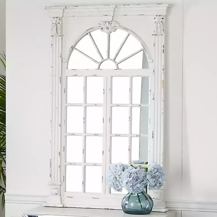 Hot Kirklands Home Ivory Window Frame Beveled Mirror