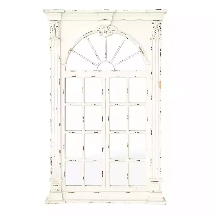 Hot Kirklands Home Ivory Window Frame Beveled Mirror