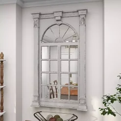 Hot Kirklands Home Ivory Window Frame Beveled Mirror