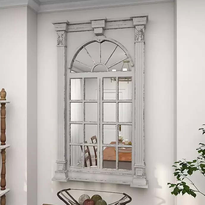 Hot Kirklands Home Ivory Window Frame Beveled Mirror