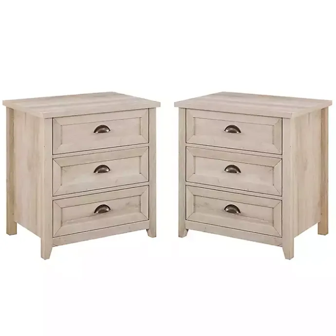 Online Kirklands Home Wood 3-Drawer Nightstands, Set of 2 Ivory