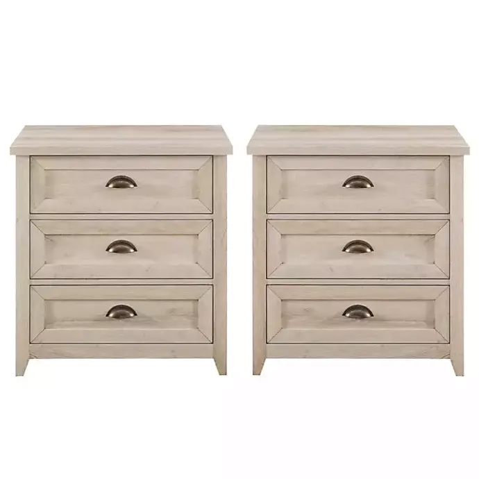 Online Kirklands Home Wood 3-Drawer Nightstands, Set of 2 Ivory