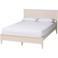 Outlet Kirklands Home Wood Fluted Headboard Primrose Queen Bed Ivory