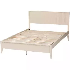 Outlet Kirklands Home Wood Fluted Headboard Primrose Queen Bed Ivory
