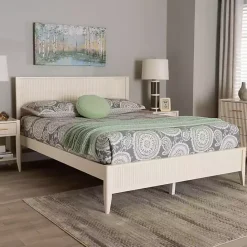 Outlet Kirklands Home Wood Fluted Headboard Primrose Queen Bed Ivory