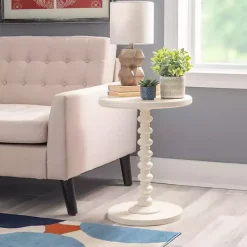Kirklands Home Wood Spindle Side Table Ivory