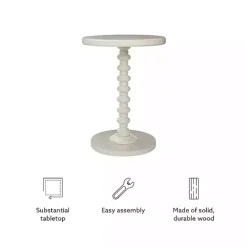 Kirklands Home Wood Spindle Side Table Ivory