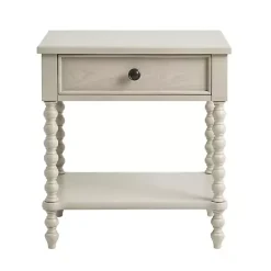 Hot Kirklands Home Wood Turned Legs Nightstand Ivory