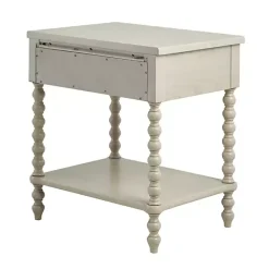 Hot Kirklands Home Wood Turned Legs Nightstand Ivory