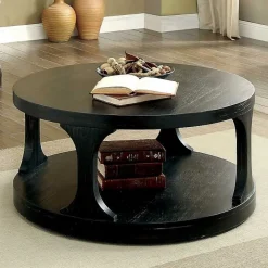 Best Kirklands Home Jarrod Antique Wood Grain Shelf Coffee Table Black