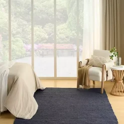 Kirklands Home Jaxon Navy Natural Jute Area Rug, 8x10 Blue