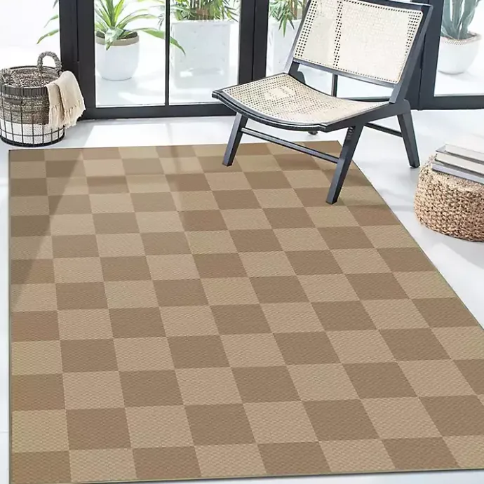 Kirklands Home Jaya Natural Checkered Washable Area Rug, 5x7