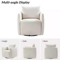 New Kirklands Home Jerri Corduroy Swivel Accent Chair Ivory