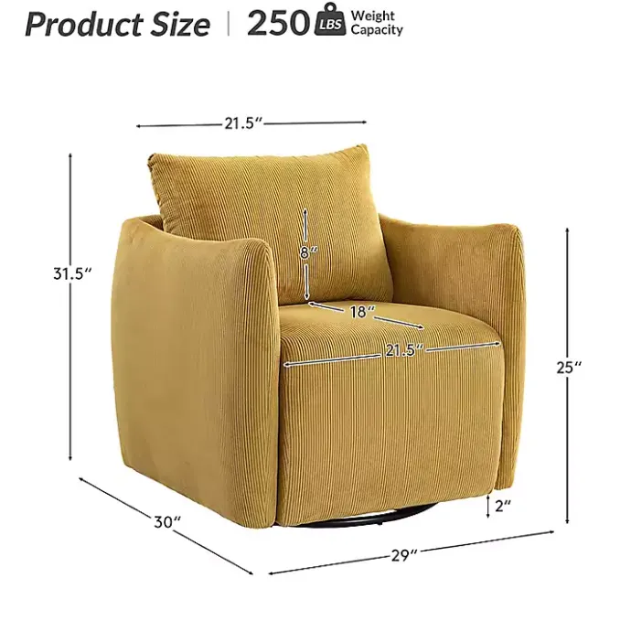 Best Kirklands Home Jerri Mustard Corduroy Swivel Accent Chair Yellow