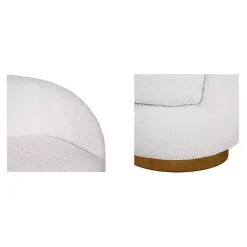 Clearance Kirklands Home Jessel Cream Sherpa Swivel Chair with Wood Base White
