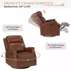 Discount Kirklands Home Johanna Leather Swivel Power Recliner Brown