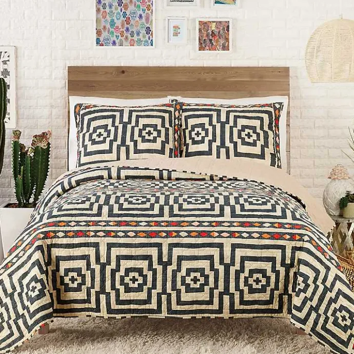 Discount Kirklands Home Justina Blakeney Black Hypnotic King Quilt Set