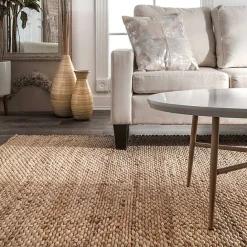 Kirklands Home Jute Hand Woven Halsey Area Rug, 4x6 Tan