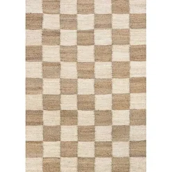 Discount Kirklands Home Jute Tan Checkered Area Rug, 5x8