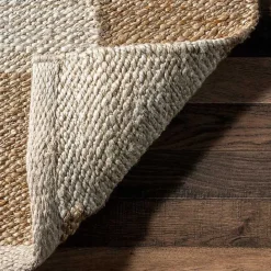 Discount Kirklands Home Jute Tan Checkered Area Rug, 5x8
