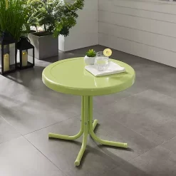 Sale Kirklands Home Key Lime Retro Metal Outdoor Side Table Green