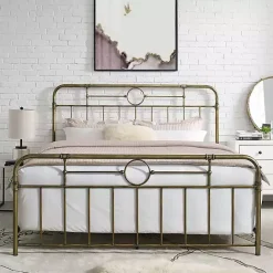 Outlet Kirklands Home King Size Bronze Pipe Bed Frame Brown