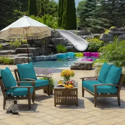 Clearance Kirklands Home Lake Texture Outdoor Deep Seat Cushions Blue