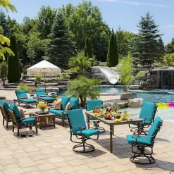 Clearance Kirklands Home Lake Texture Outdoor Deep Seat Cushions Blue