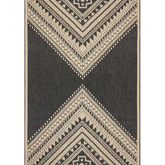 New Kirklands Home Landy Dark Gray Aztec Outdoor Rug, 8x10