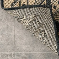New Kirklands Home Landy Dark Gray Aztec Outdoor Rug, 8x10