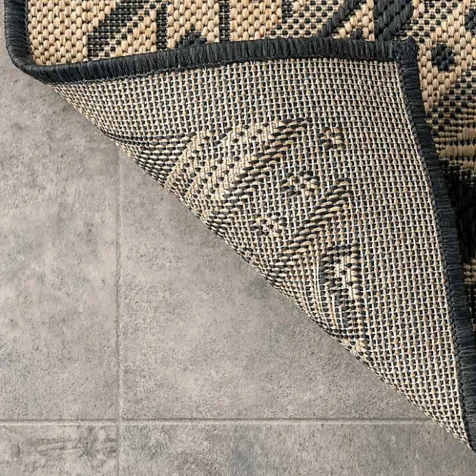 New Kirklands Home Landy Dark Gray Aztec Outdoor Rug, 8x10