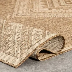 Kirklands Home Landy Aztec Outdoor Rug, 5x8 Tan