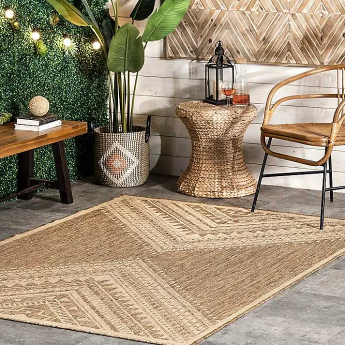 Kirklands Home Landy Aztec Outdoor Rug, 8x10 Tan