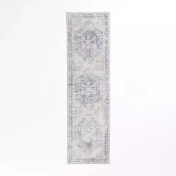 New Kirklands Home Lara Blue Medallion Washable Runner, 2x7