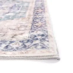New Kirklands Home Lara Blue Medallion Washable Runner, 2x7