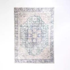 Best Kirklands Home Lara Blue Medallion Washable Area Rug, 5x8