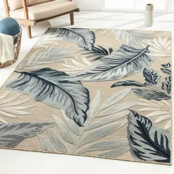 Hot Kirklands Home Large Print Tropical Leaf Outdoor Area Rug, 5x7