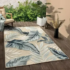 Hot Kirklands Home Large Print Tropical Leaf Outdoor Area Rug, 5x7