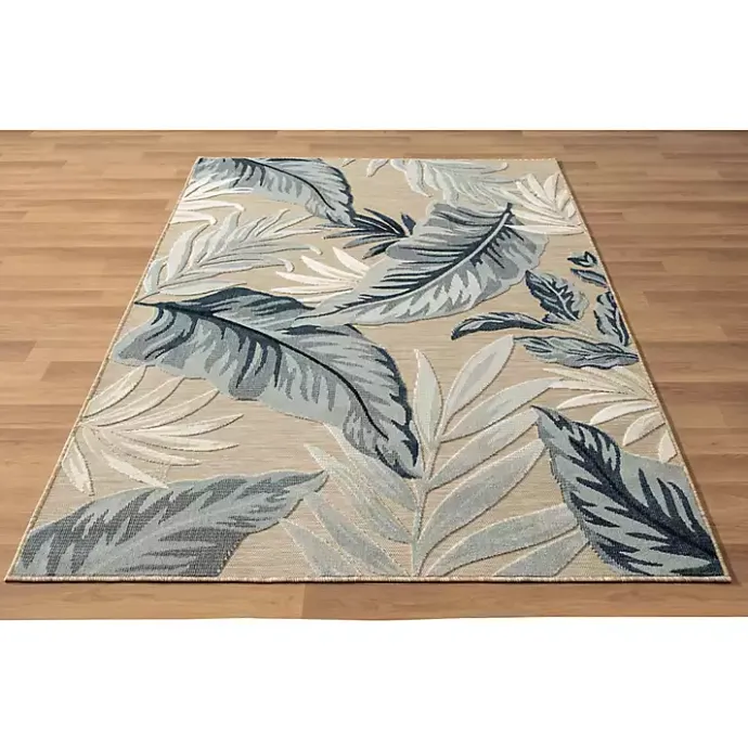 Hot Kirklands Home Large Print Tropical Leaf Outdoor Area Rug, 5x7