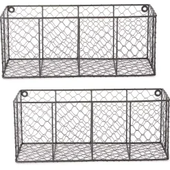 New Kirklands Home Large Wall Hanging Chicken Wire Baskets, Set of 2