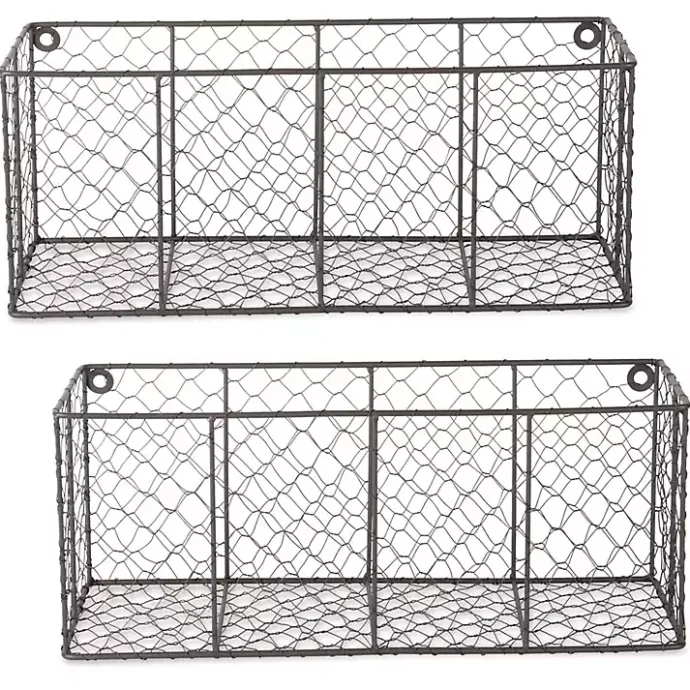 New Kirklands Home Large Wall Hanging Chicken Wire Baskets, Set of 2