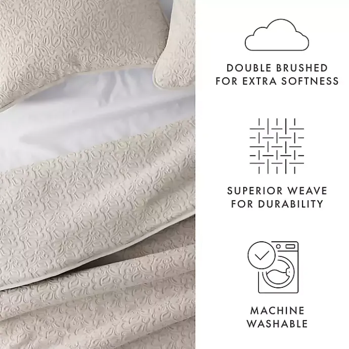 Kirklands Home Latte Floral Stitch 3-pc. King Quilt Set Tan