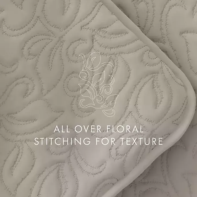 Kirklands Home Latte Floral Stitch 3-pc. King Quilt Set Tan