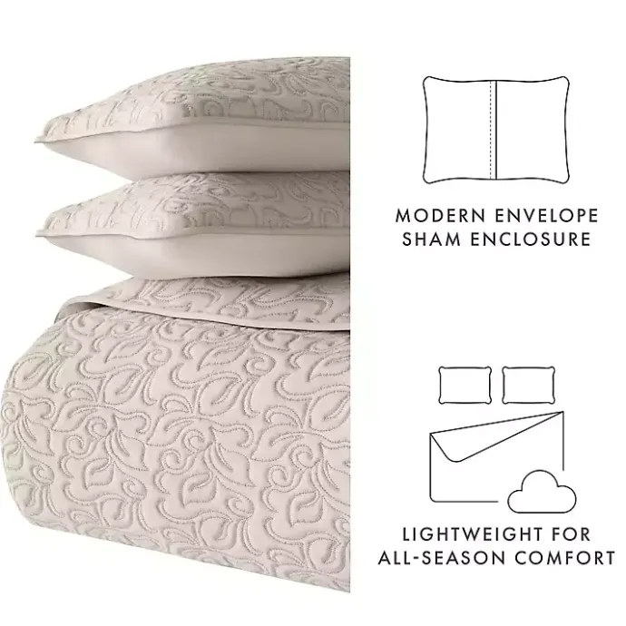 New Kirklands Home Latte Floral Stitch 2-pc. Twin Quilt Set Tan