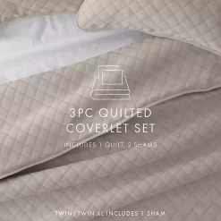 Clearance Kirklands Home Latte Stitched Diamond 3-pc. Queen Quilt Set Tan