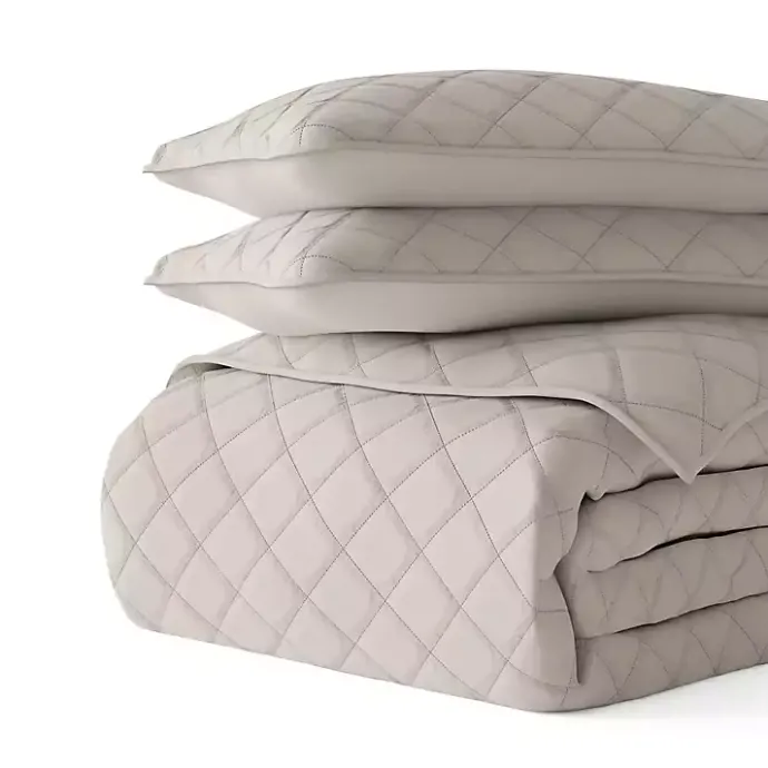 Clearance Kirklands Home Latte Stitched Diamond 3-pc. King Quilt Set Tan