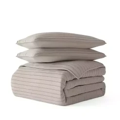 Outlet Kirklands Home Latte Stitched Stripes 3-pc. King Quilt Set Tan